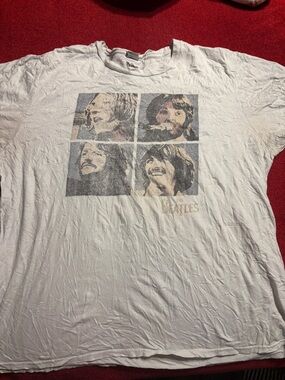 The Beatles Men’s White Short Sleeve Band Photo Grid Tee Size XL